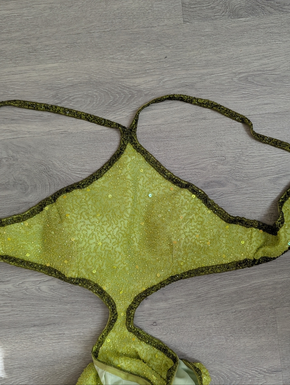 Scala Lime Green Backless Cutout Sequin Evening Gown - Picture 5 of 7